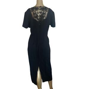 Scarlett Vintage Women Size 14M Black Lace Back Midi Dress Slit Goth Whimsygoth